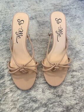 So Me Nude Knot-Detail Strappy Mules